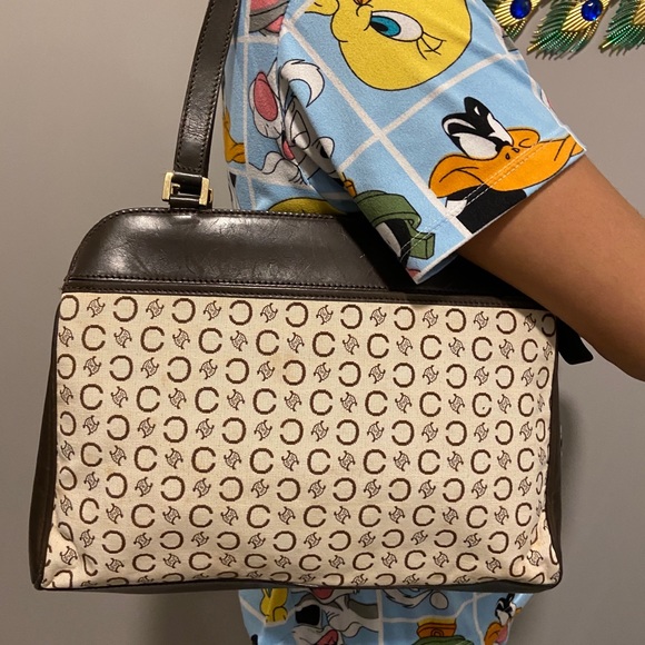 Celine White C Macadam Canvas Handbag - Picture 4 of 5